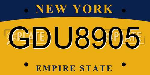 GDU8905 New York License Plate