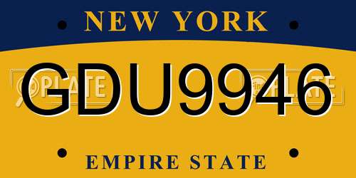 GDU9946 New York License Plate