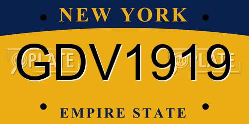 GDV1919 New York License Plate