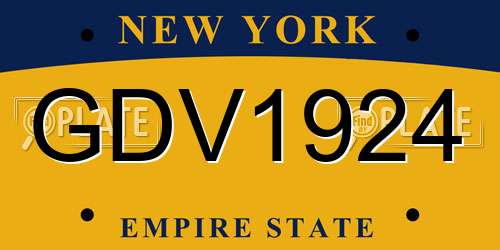 GDV1924 New York License Plate
