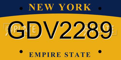 GDV2289 New York License Plate