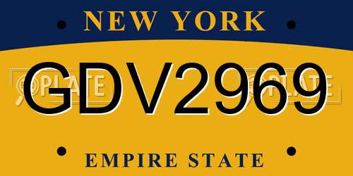 GDV2969 New York License Plate