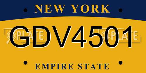 GDV4501 New York License Plate