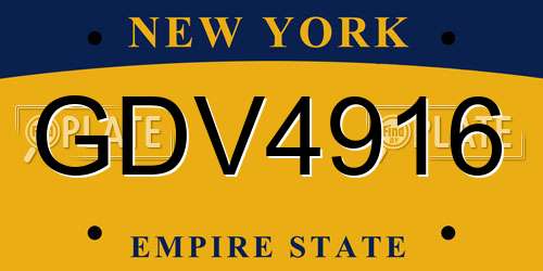 GDV4916 New York License Plate