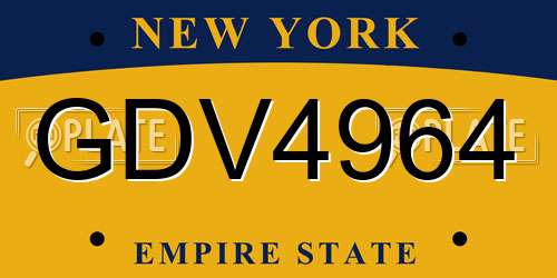 GDV4964 New York License Plate