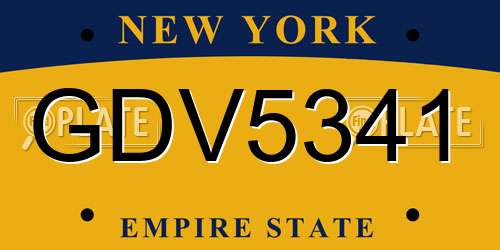 GDV5341 New York License Plate