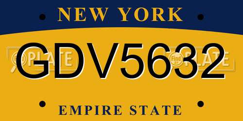 GDV5632 New York License Plate