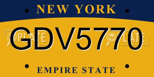 GDV5770 New York License Plate