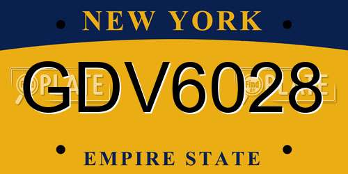 GDV6028 New York License Plate