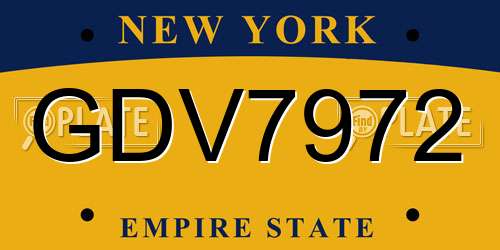 GDV7972 New York License Plate