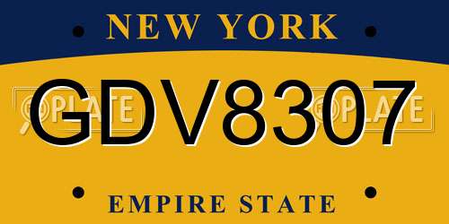 GDV8307 New York License Plate