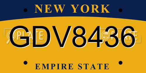 GDV8436 New York License Plate