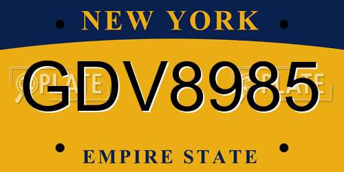 GDV8985 New York License Plate