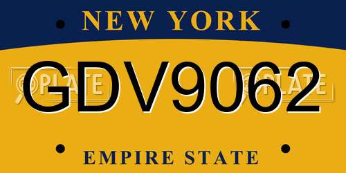 GDV9062 New York License Plate
