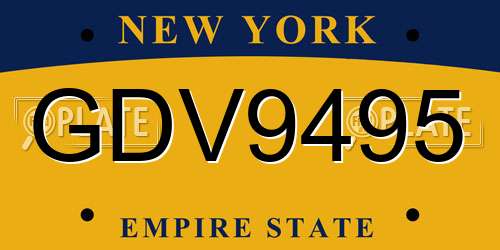 GDV9495 New York License Plate
