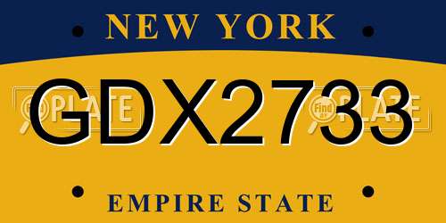 GDX2733 New York License Plate