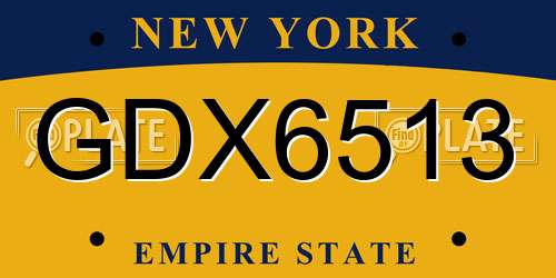 GDX6513 New York License Plate