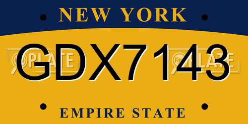 GDX7143 New York License Plate