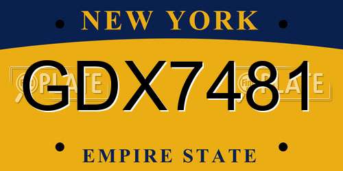 GDX7481 New York License Plate