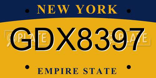 GDX8397 New York License Plate