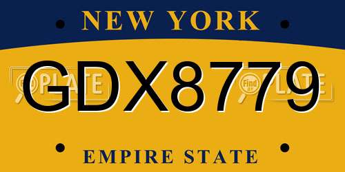 GDX8779 New York License Plate