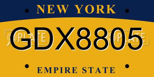 GDX8805 New York License Plate
