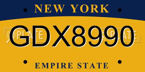 GDX8990 New York License Plate