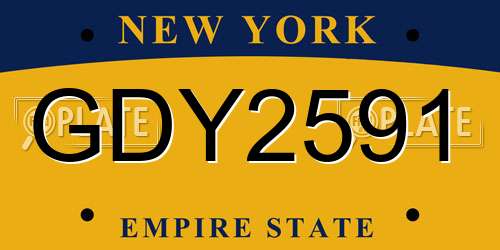 GDY2591 New York License Plate