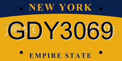 GDY3069 New York License Plate
