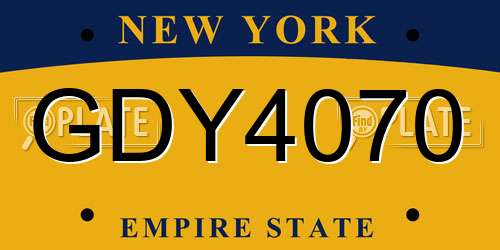 GDY4070 New York License Plate