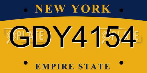 GDY4154 New York License Plate
