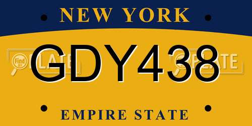 GDY438 New York License Plate