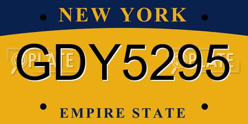 GDY5295 New York License Plate