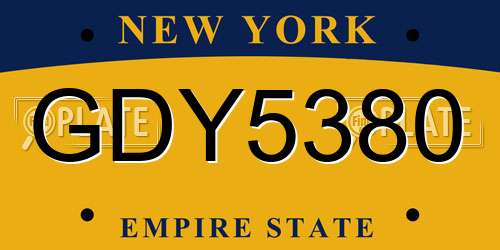 GDY5380 New York License Plate