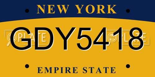 GDY5418 New York License Plate