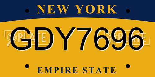 GDY7696 New York License Plate