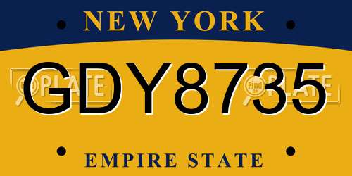 GDY8735 New York License Plate