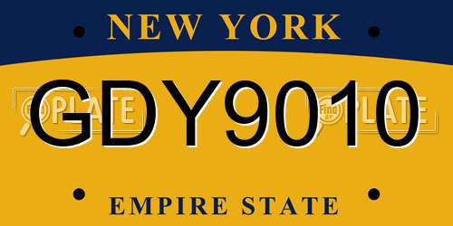 GDY9010 New York License Plate