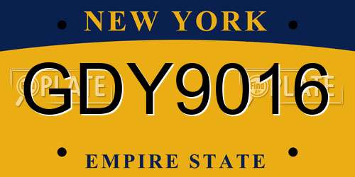 GDY9016 New York License Plate