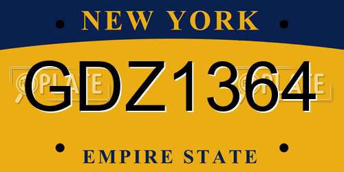 GDZ1364 New York License Plate
