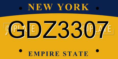 GDZ3307 New York License Plate