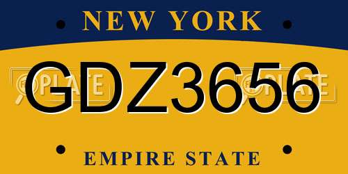 GDZ3656 New York License Plate