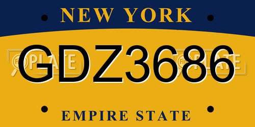 GDZ3686 New York License Plate