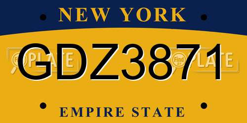 GDZ3871 New York License Plate