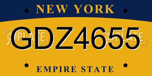 GDZ4655 New York License Plate