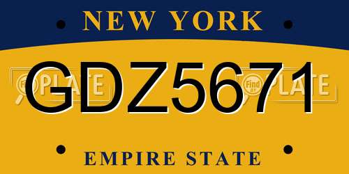 GDZ5671 New York License Plate