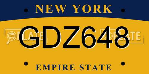 GDZ648 New York License Plate