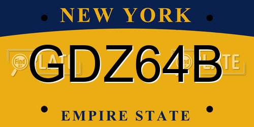 GDZ64B New York License Plate