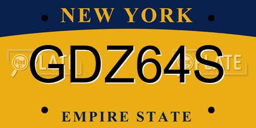 GDZ64S New York License Plate