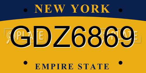 GDZ6869 New York License Plate